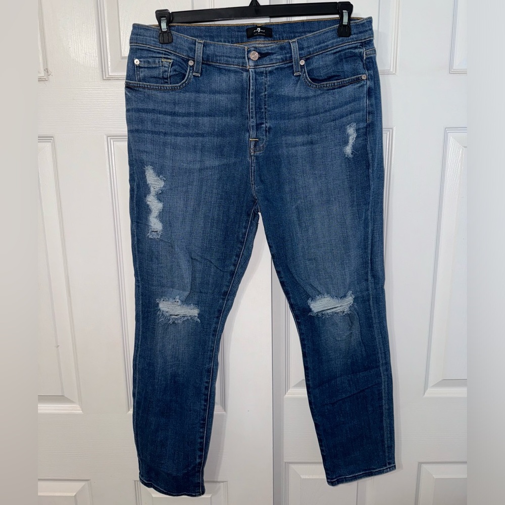 7 For All Mankind Luxe Vintage Josefina In Wild Fleur Denim